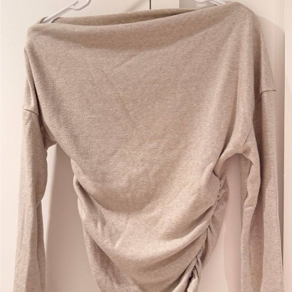 Off-Shoulder Ruched Long-Sleeve Top